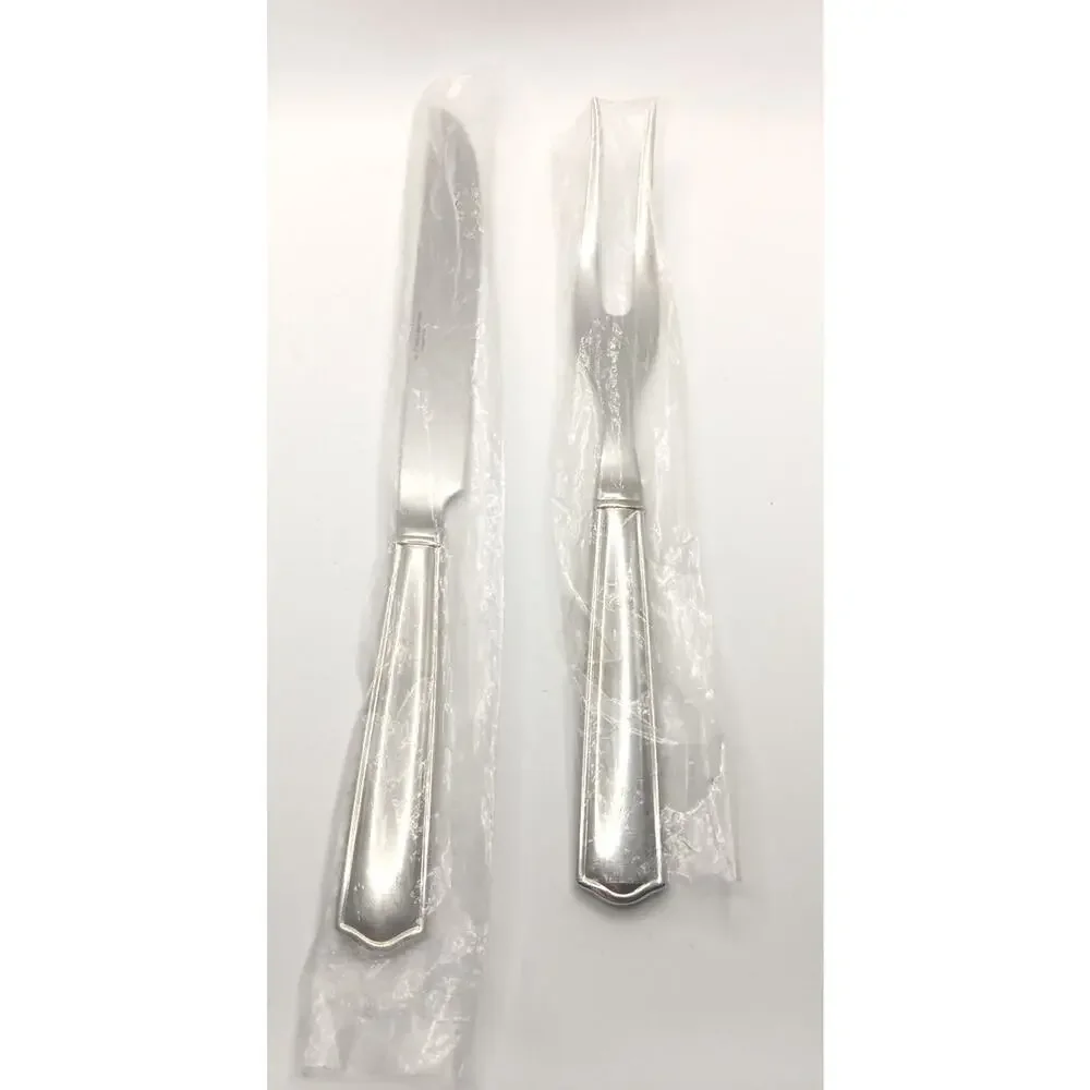 Reed & Barton 2 Piece Carving Set Stainless Flatware Knife & Fork BBQ GRILL